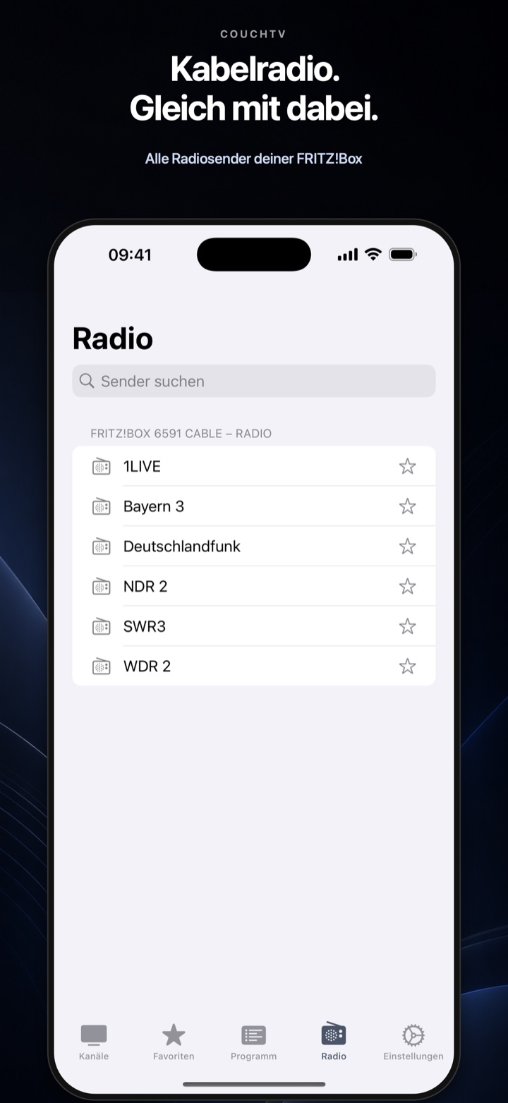 Radiosender der FRITZ!Box in CouchTV
