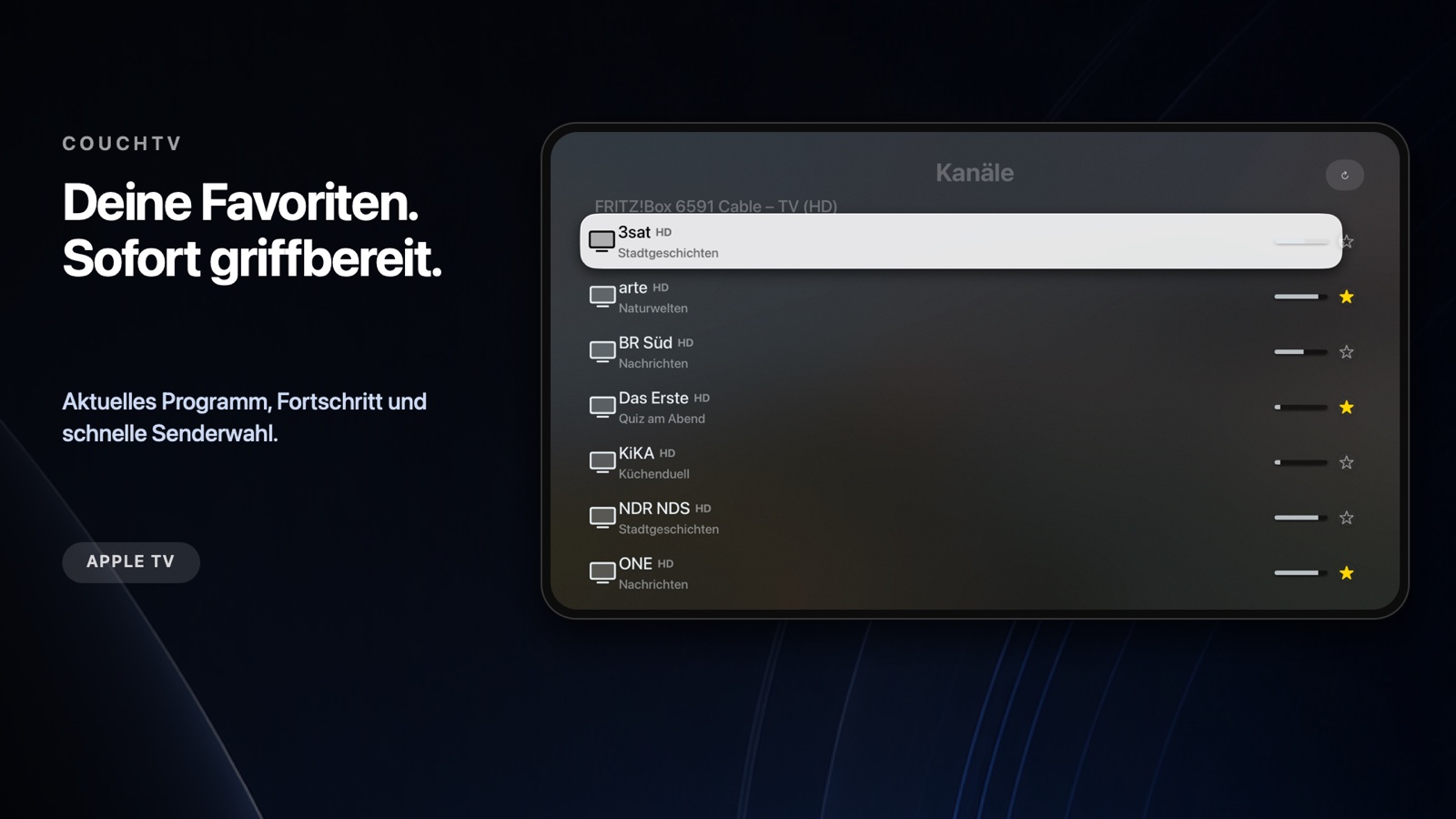 CouchTV Favoriten auf Apple TV